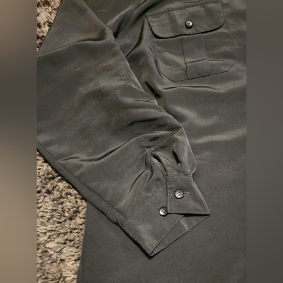 Notations Black Button Down Shirt 3/4 Sleeve Notched Collar Size XXL EUC - Picture 6 of 9